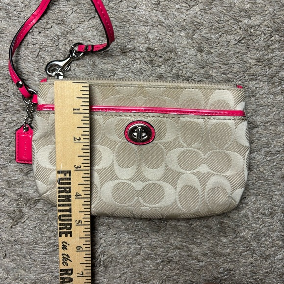 Coach Classic Monogram Wristlet with Pink Detailing Purse Wristlet - Picture 3 of 9